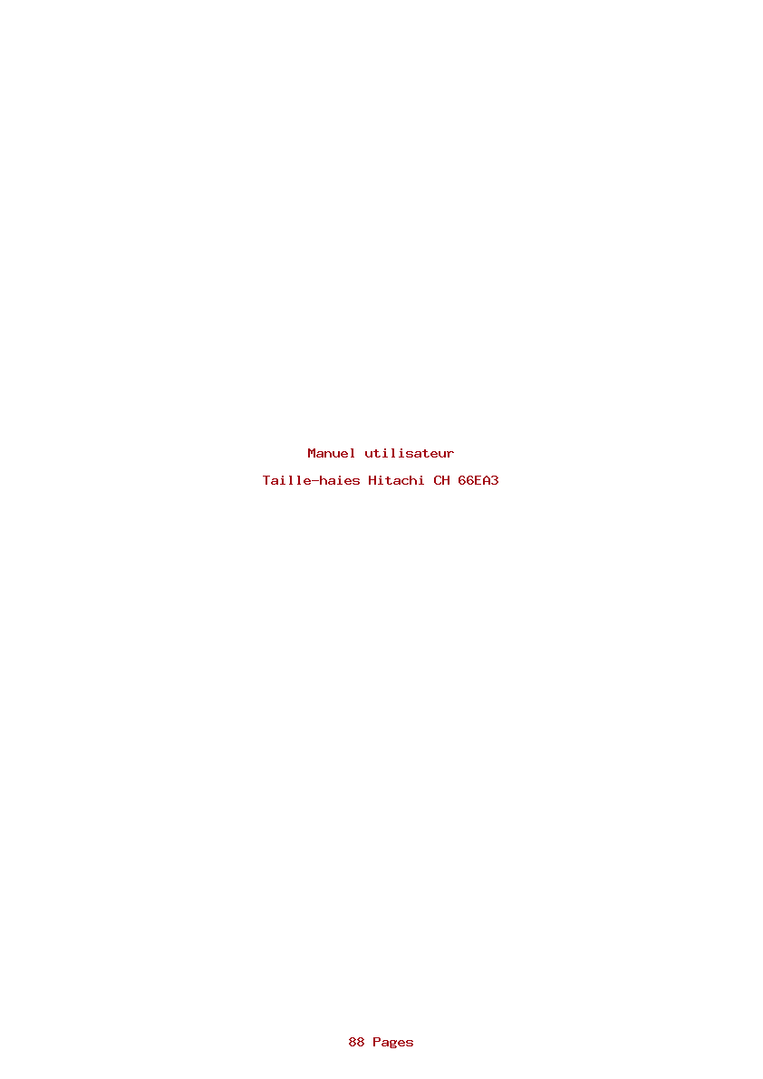Page 1 de la notice Manuel utilisateur Hitachi CH 66EA3