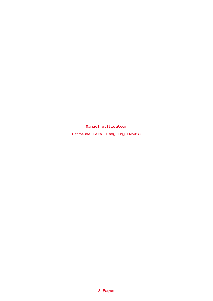 Page 1 de la notice Manuel utilisateur Tefal Easy Fry FW5018