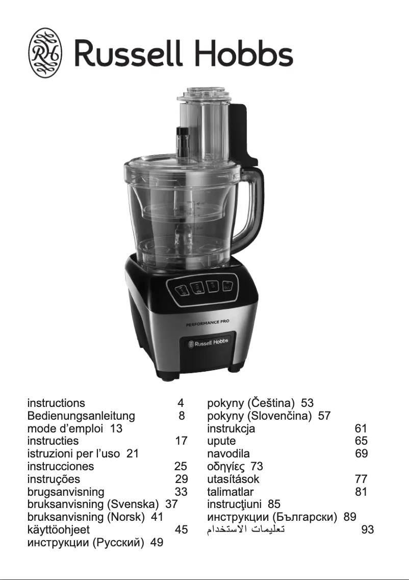 Page 1 of the manual User Manual Russell Hobbs Performance Pro 22270-56