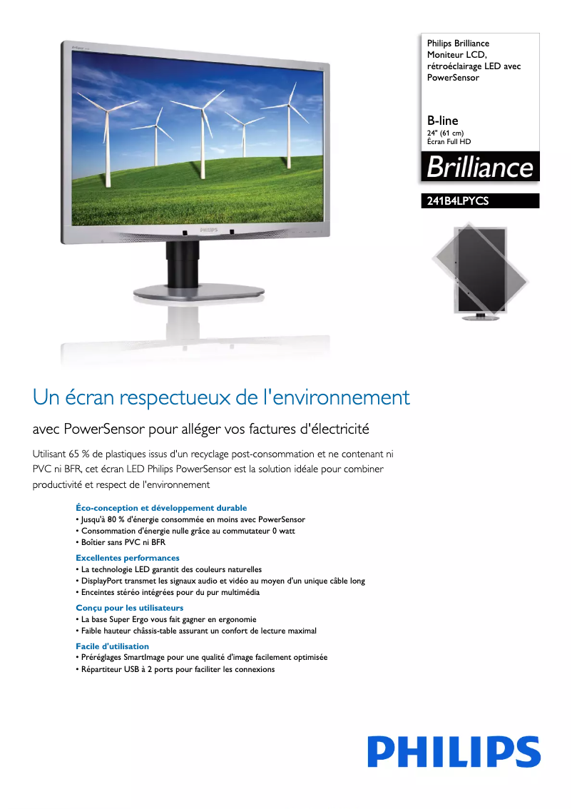 Image de la première page du manuel de l'appareil Brilliance B-line 241B4LPYCS