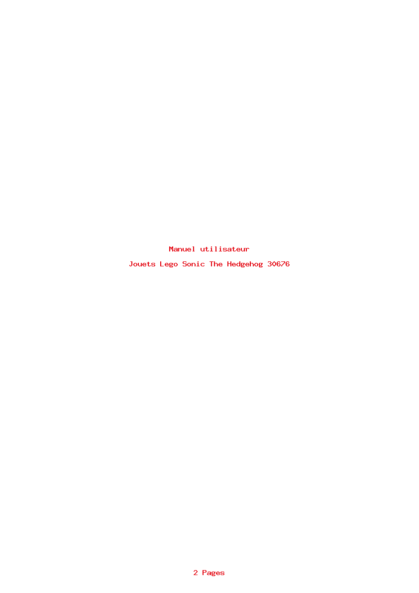 Page 1 de la notice Manuel utilisateur Lego Sonic The Hedgehog 30676