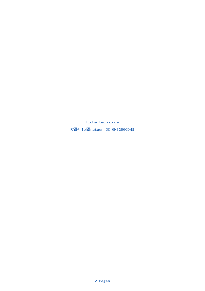 Page 1 de la notice Fiche technique GE GNE26GGDWW
