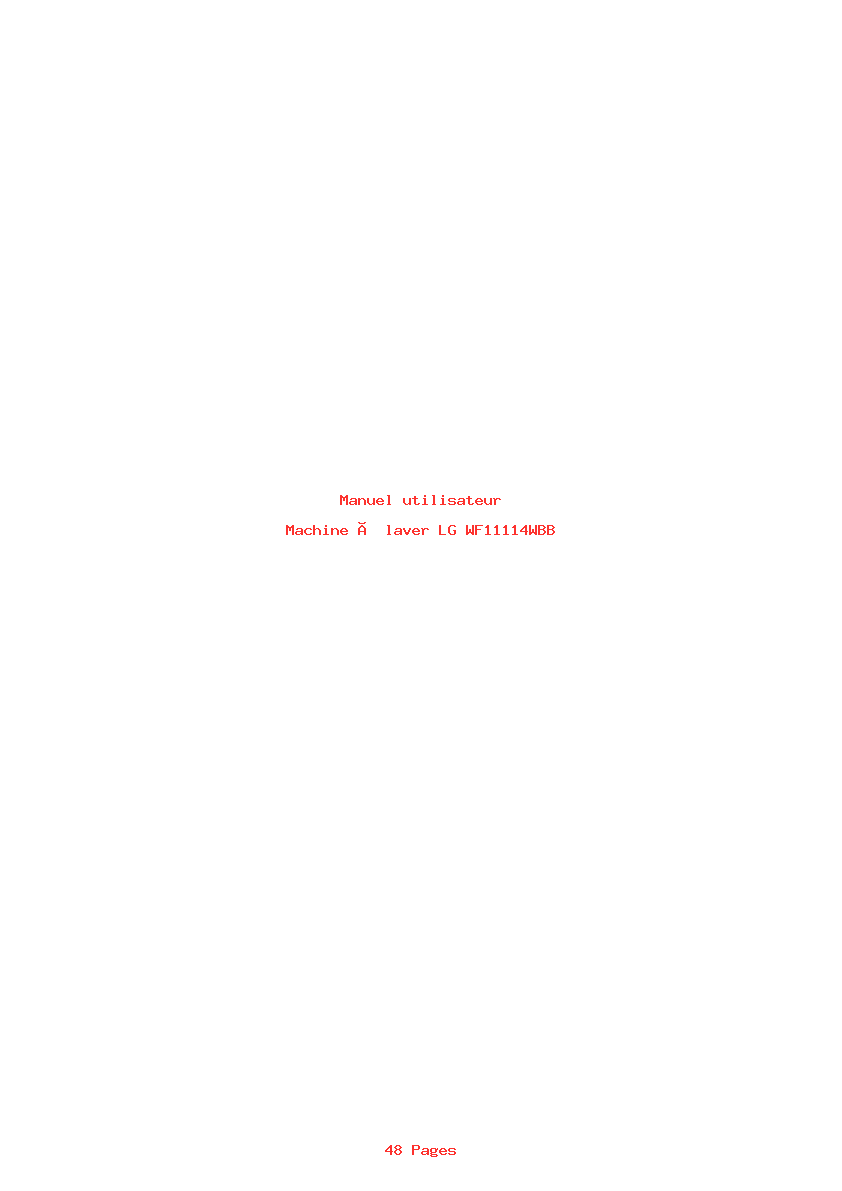 Page 1 de la notice Manuel utilisateur LG WF11114WBB