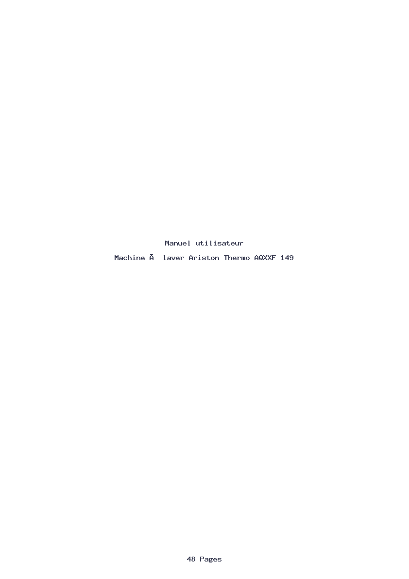 Page 1 de la notice Manuel utilisateur Ariston Thermo AQXXF 149