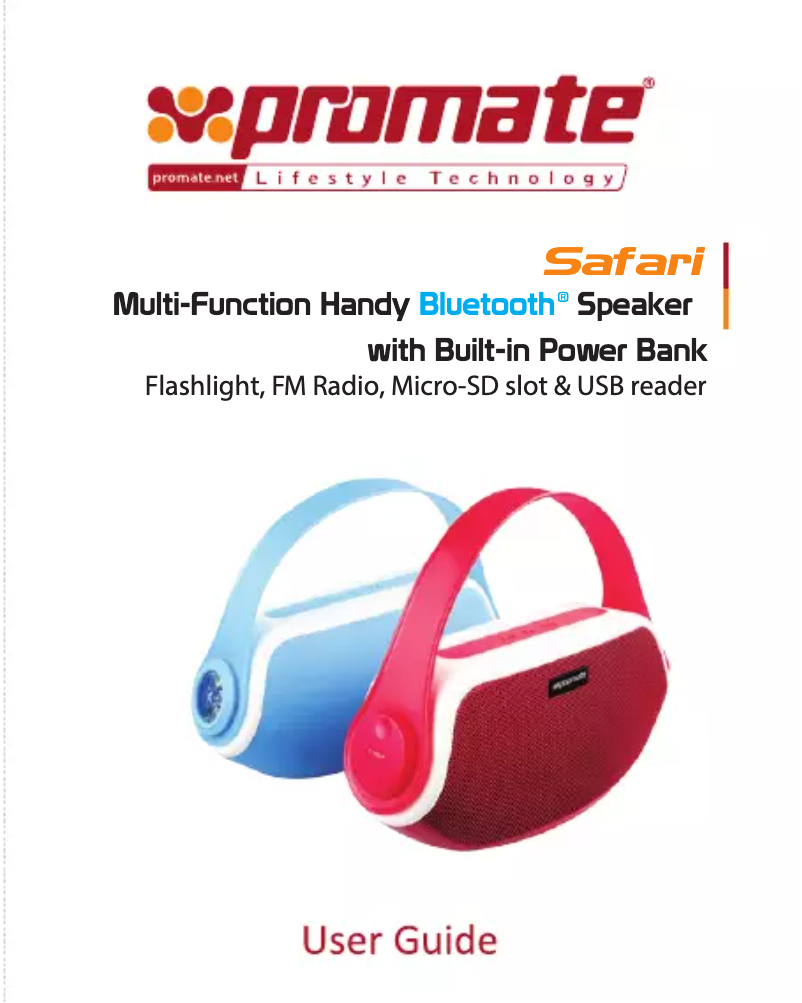 Page 1 de la notice Manuel utilisateur Promate Safari