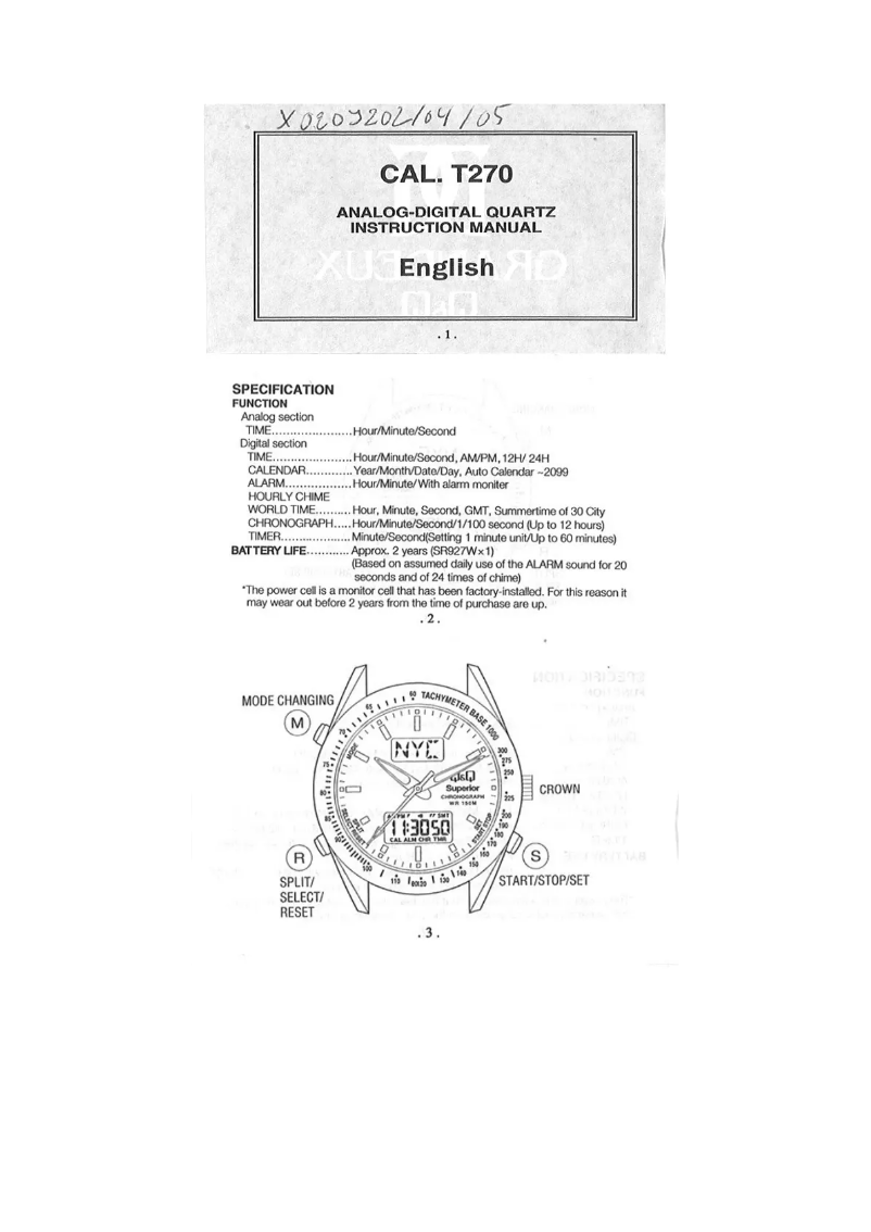 Page 1 de la notice Manuel utilisateur Grandeux T270