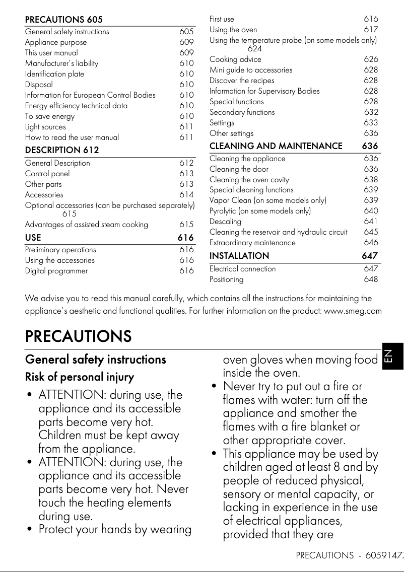 Page 1 de la notice Manuel utilisateur Smeg SOP6302S2PX