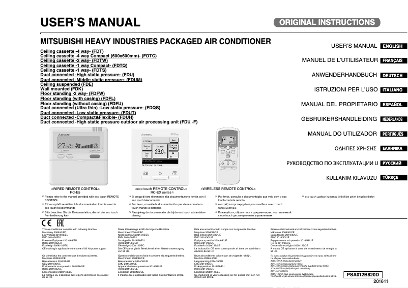 Page 1 de la notice Manuel utilisateur Mitsubishi FDTQ