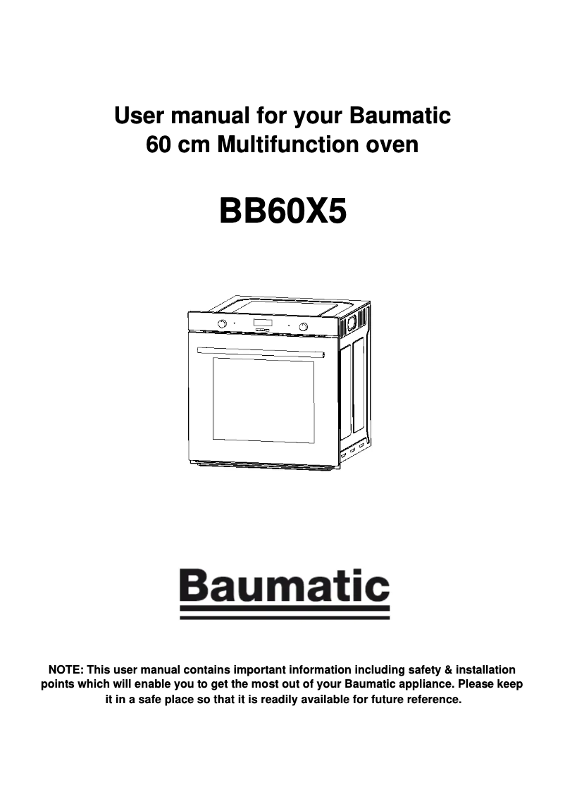 Page 1 de la notice Manuel utilisateur Baumatic BB60X5