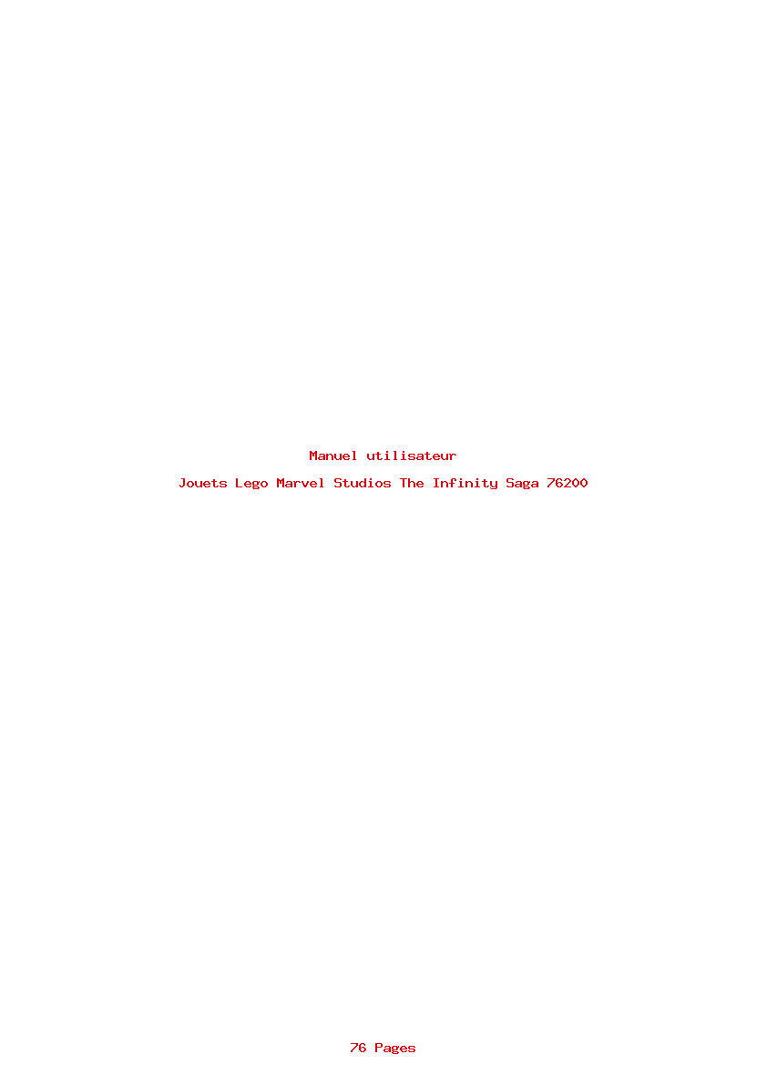 Page 1 de la notice Manuel utilisateur Lego Marvel Studios The Infinity Saga 76200