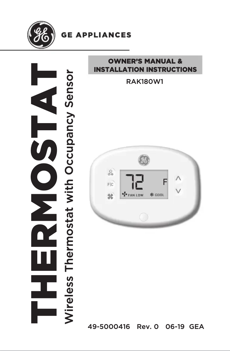 Page n°1 - Manuel utilisateur GE RAK180W1