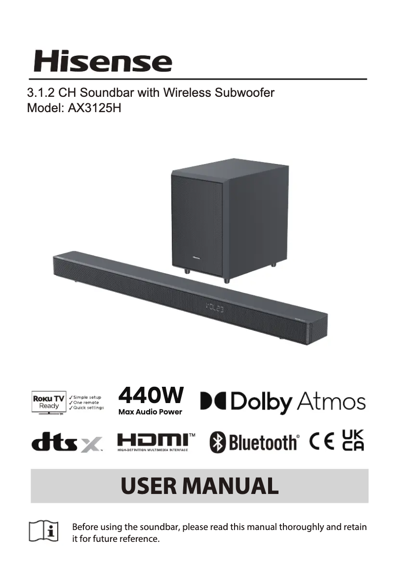 Page 1 de la notice Manuel utilisateur Hisense AX3125H