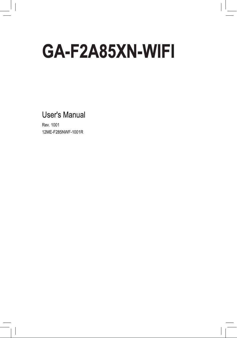 Página 1 del manual Manual de usuario Gigabyte GA-F2A85XN-WIFI