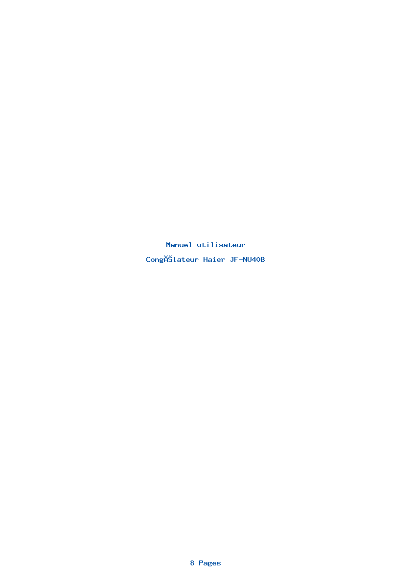 Page 1 de la notice Manuel utilisateur Haier JF-NU40B