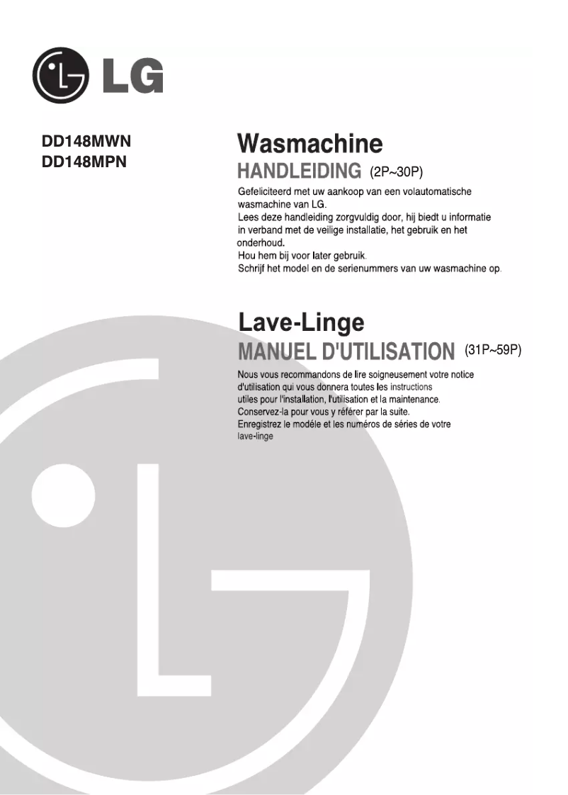 Page 1 de la notice Manuel utilisateur LG DD148MWNB