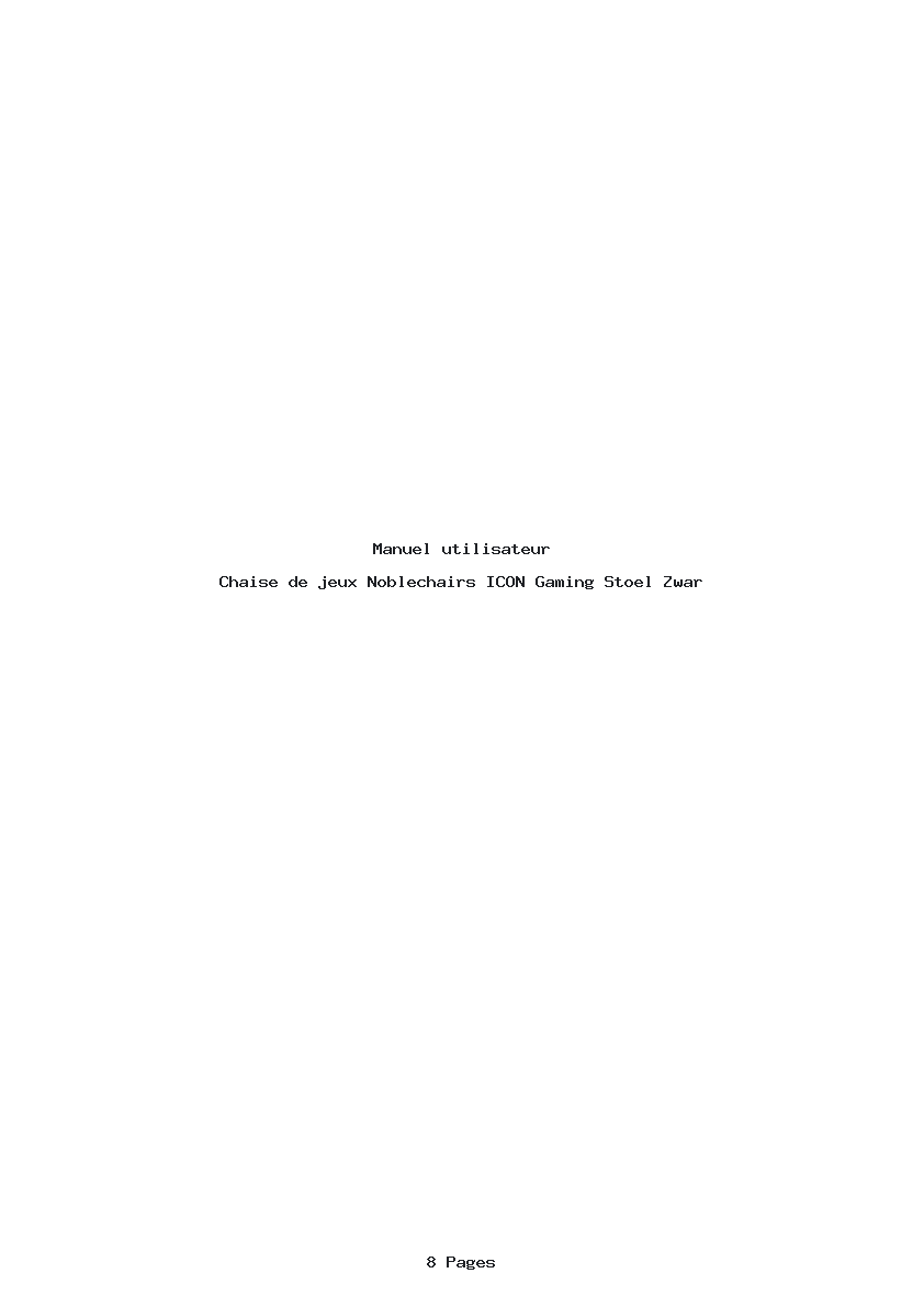 Page 1 de la notice Manuel utilisateur Noblechairs ICON Gaming Stoel Zwar