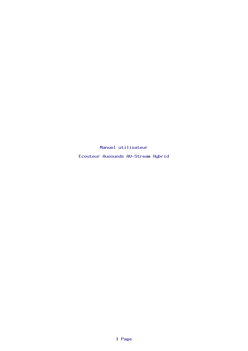 Page 1 de la notice Manuel utilisateur Ausounds AU-Stream Hybrid