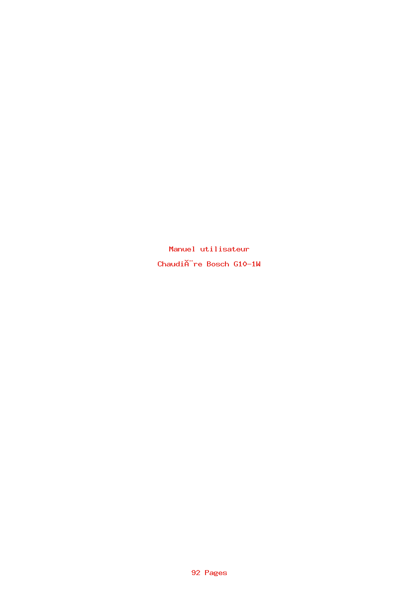 Page 1 de la notice Manuel utilisateur Bosch G10-1W