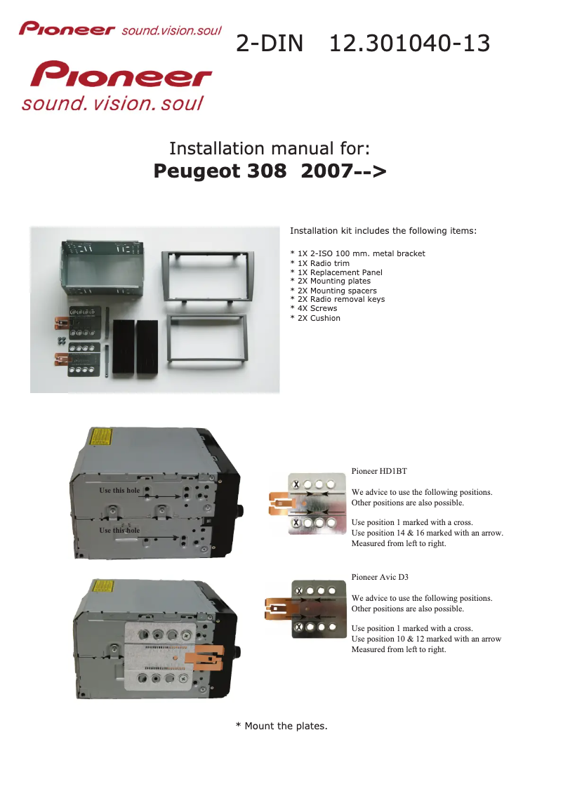 Page 1 de la notice Manuel utilisateur Pioneer 12.301040-13