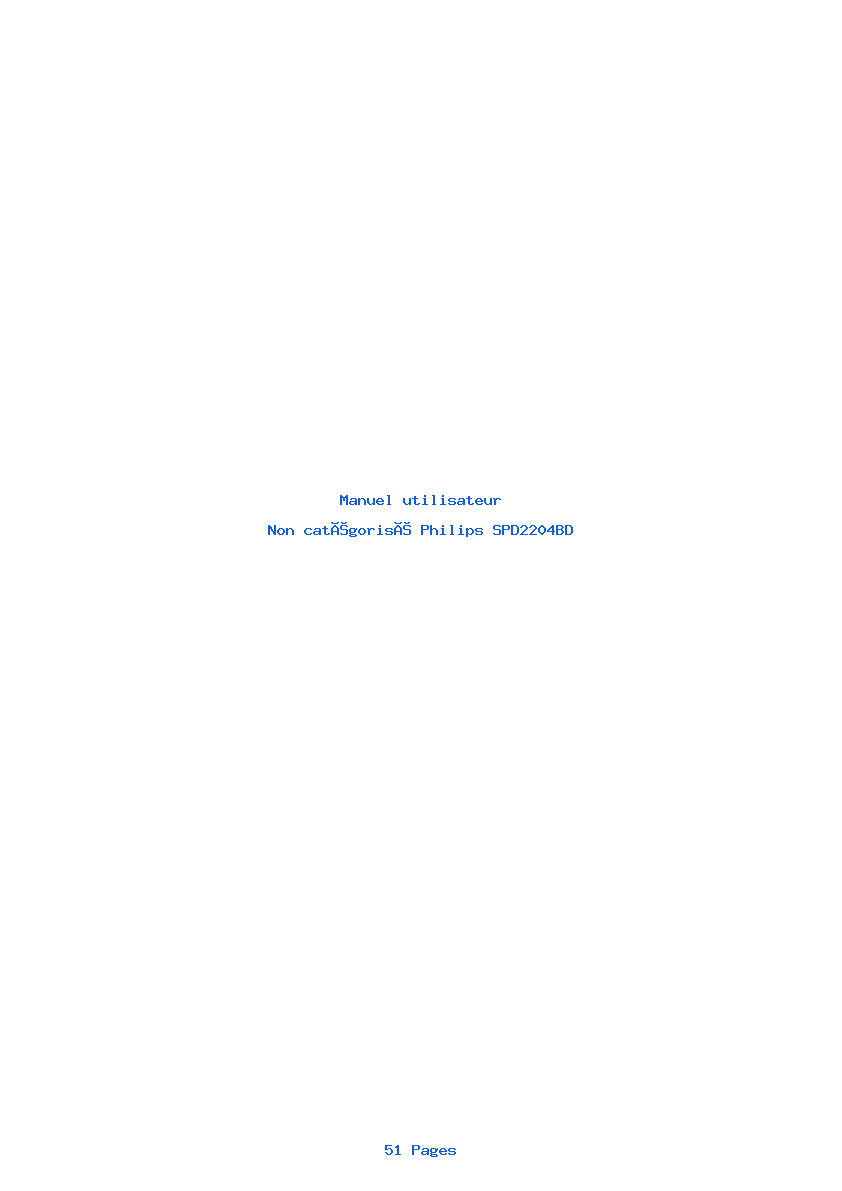 Page 1 de la notice Manuel utilisateur Philips SPD2204BD