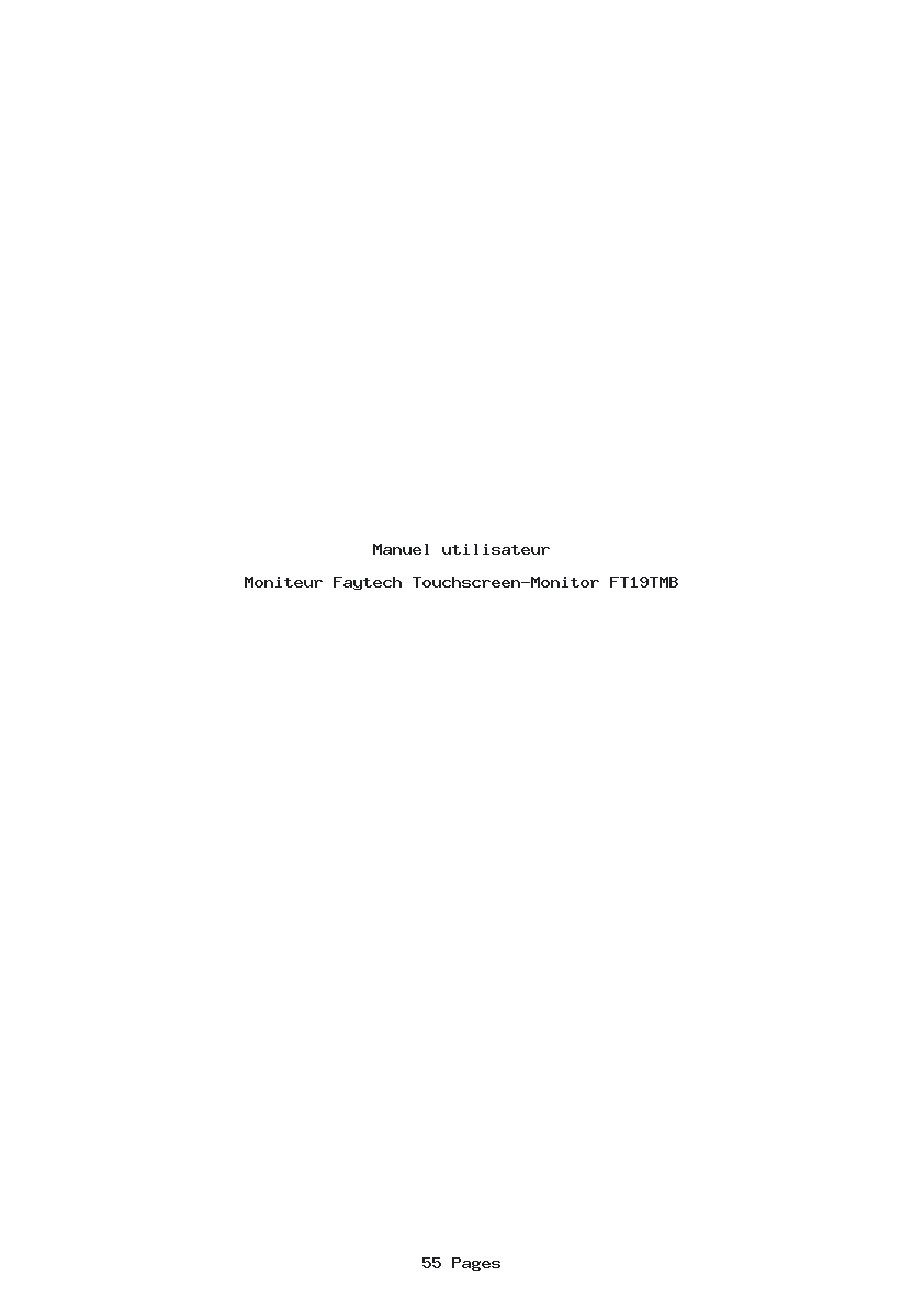 Page 1 de la notice Manuel utilisateur Faytech Touchscreen-Monitor FT19TMB