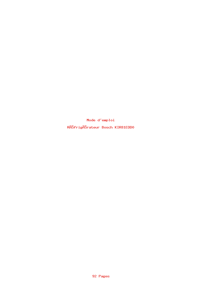 Page 1 de la notice Mode d'emploi Bosch KIR81EDD0