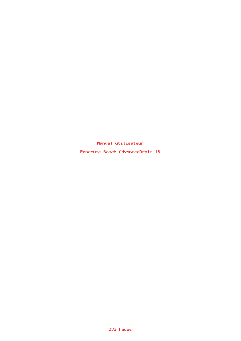 Page 1 de la notice Manuel utilisateur Bosch AdvancedOrbit 18
