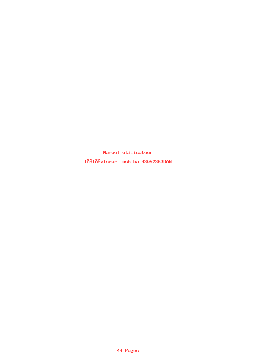 Page 1 de la notice Manuel utilisateur Toshiba 43QV2363DAW