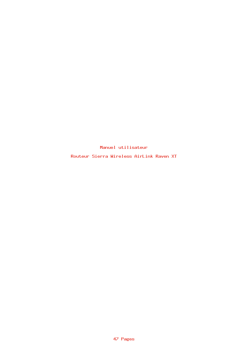 Page 1 de la notice Manuel utilisateur Sierra Wireless AirLink Raven XT