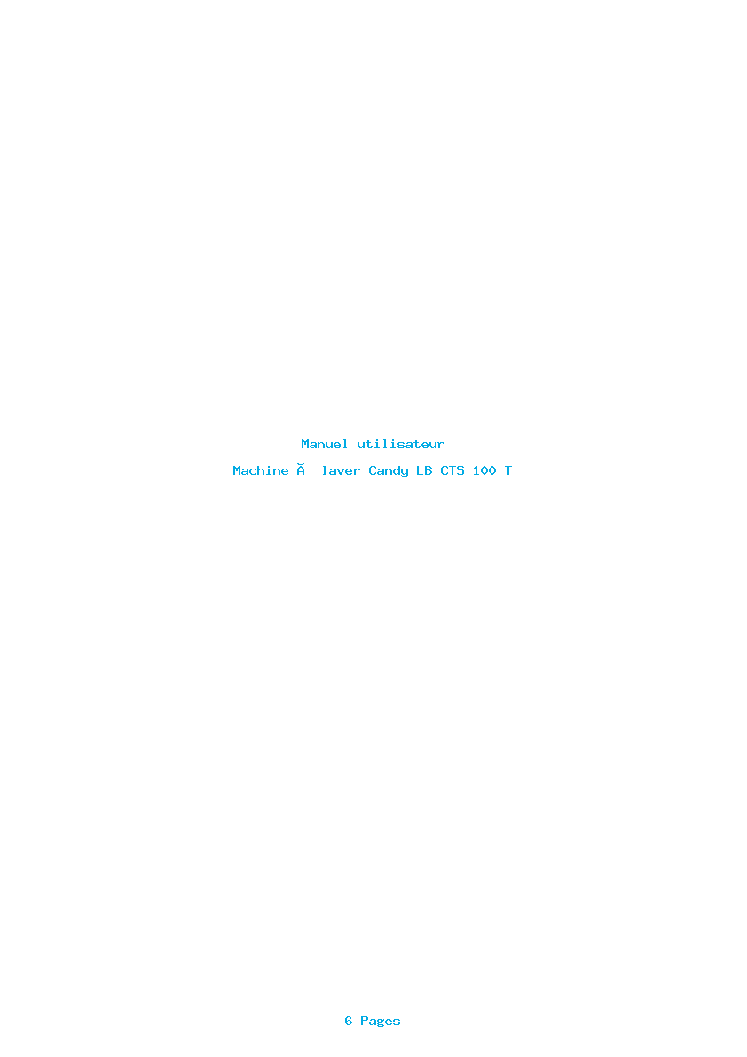 Page 1 de la notice Manuel utilisateur Candy LB CTS 100 T