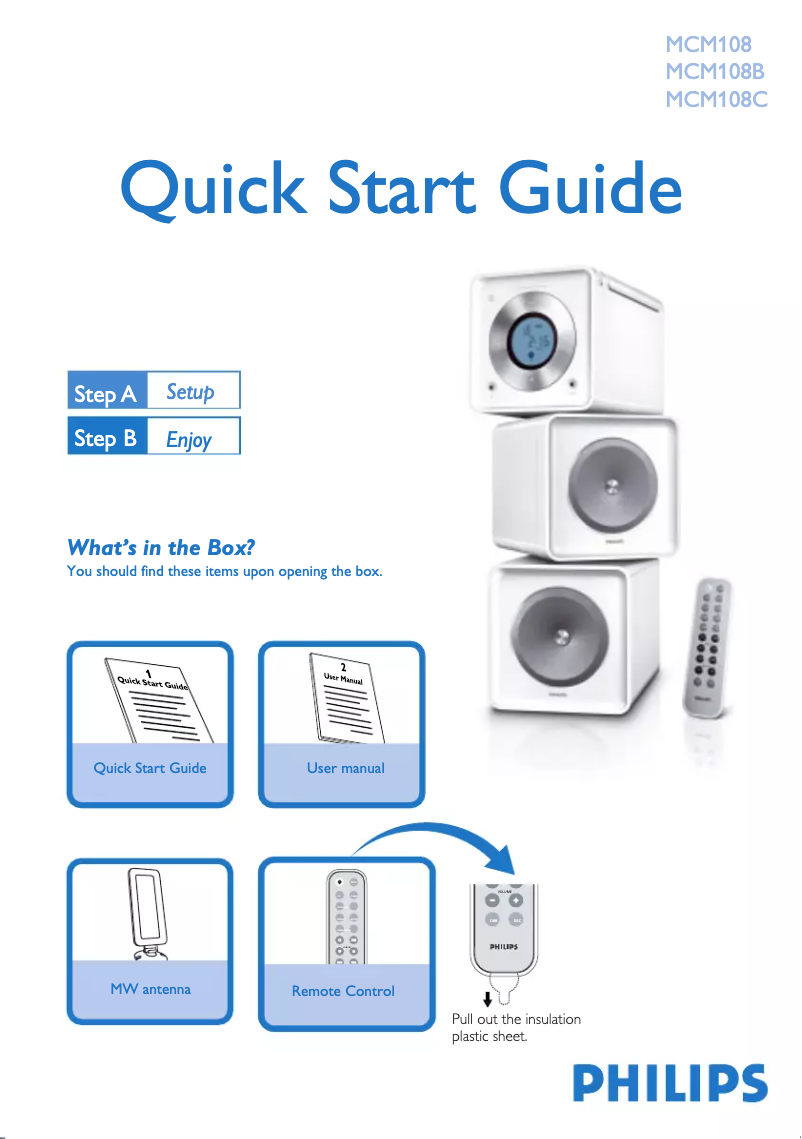 Page n°1 - Guide de démarrage rapide Philips MCM108