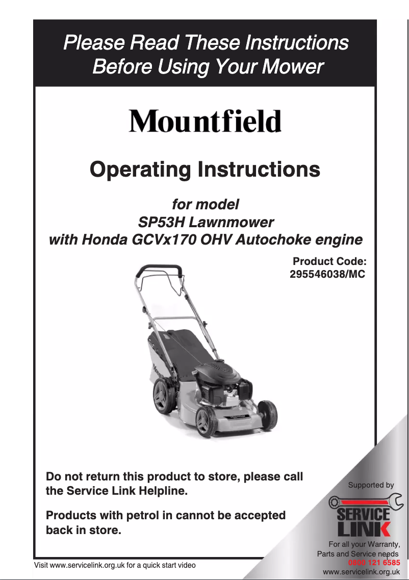 Page 1 de la notice Manuel utilisateur Mountfield SP53H