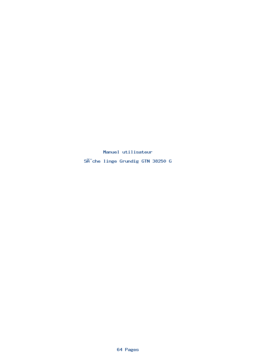 Page 1 de la notice Manuel utilisateur Grundig GTN 38250 G