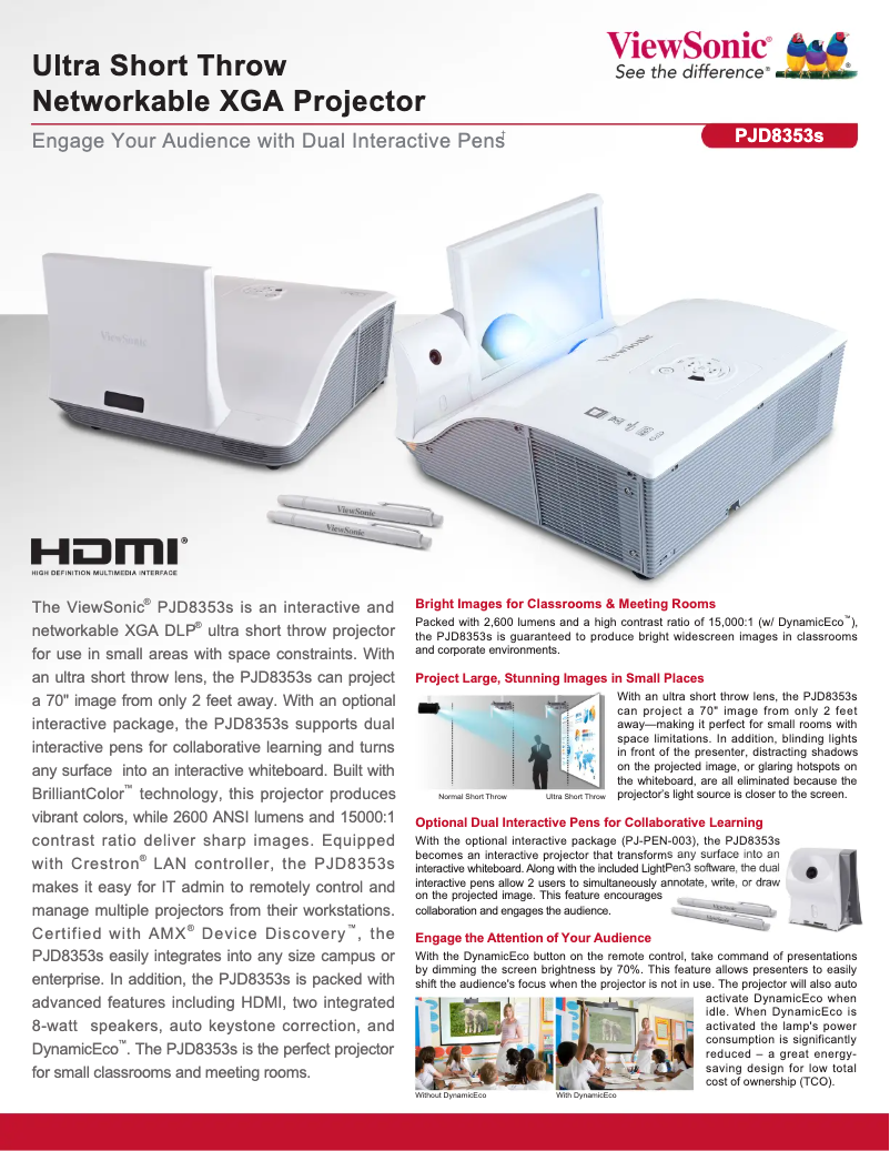 Página 1 del manual Ficha técnica Viewsonic PJD8353s