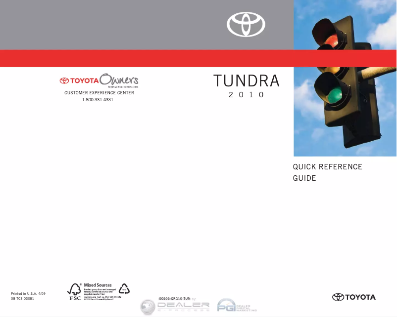 Page 1 de la notice Manuel utilisateur Toyota Tundra (2010)