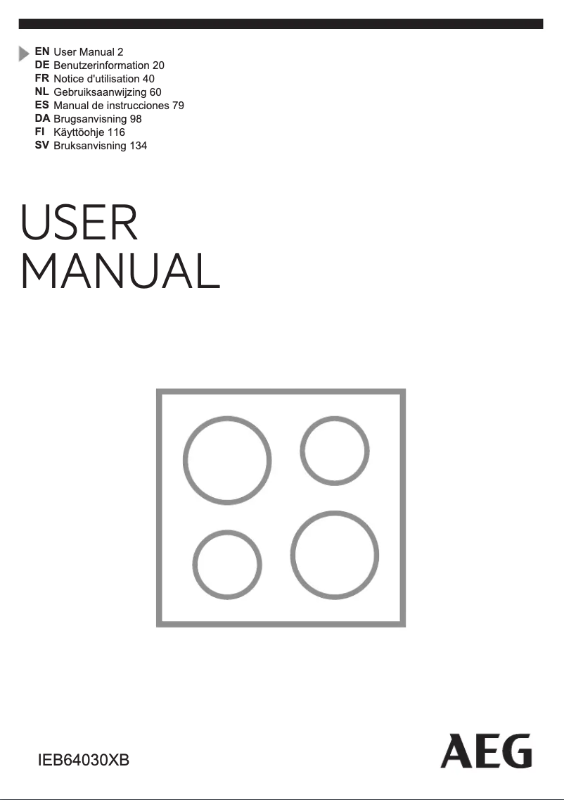 Page 1 de la notice Manuel utilisateur AEG IEB64030XB