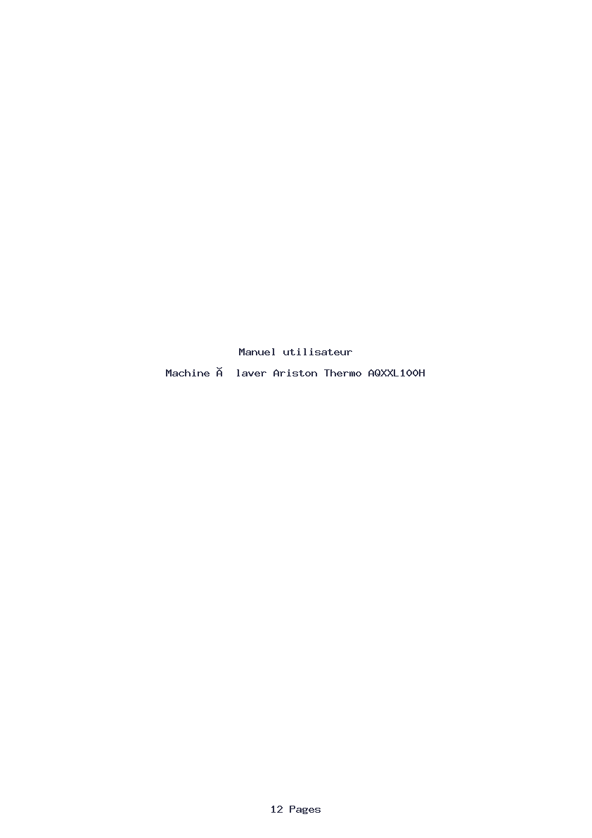 Page 1 de la notice Manuel utilisateur Ariston Thermo AQXXL100H