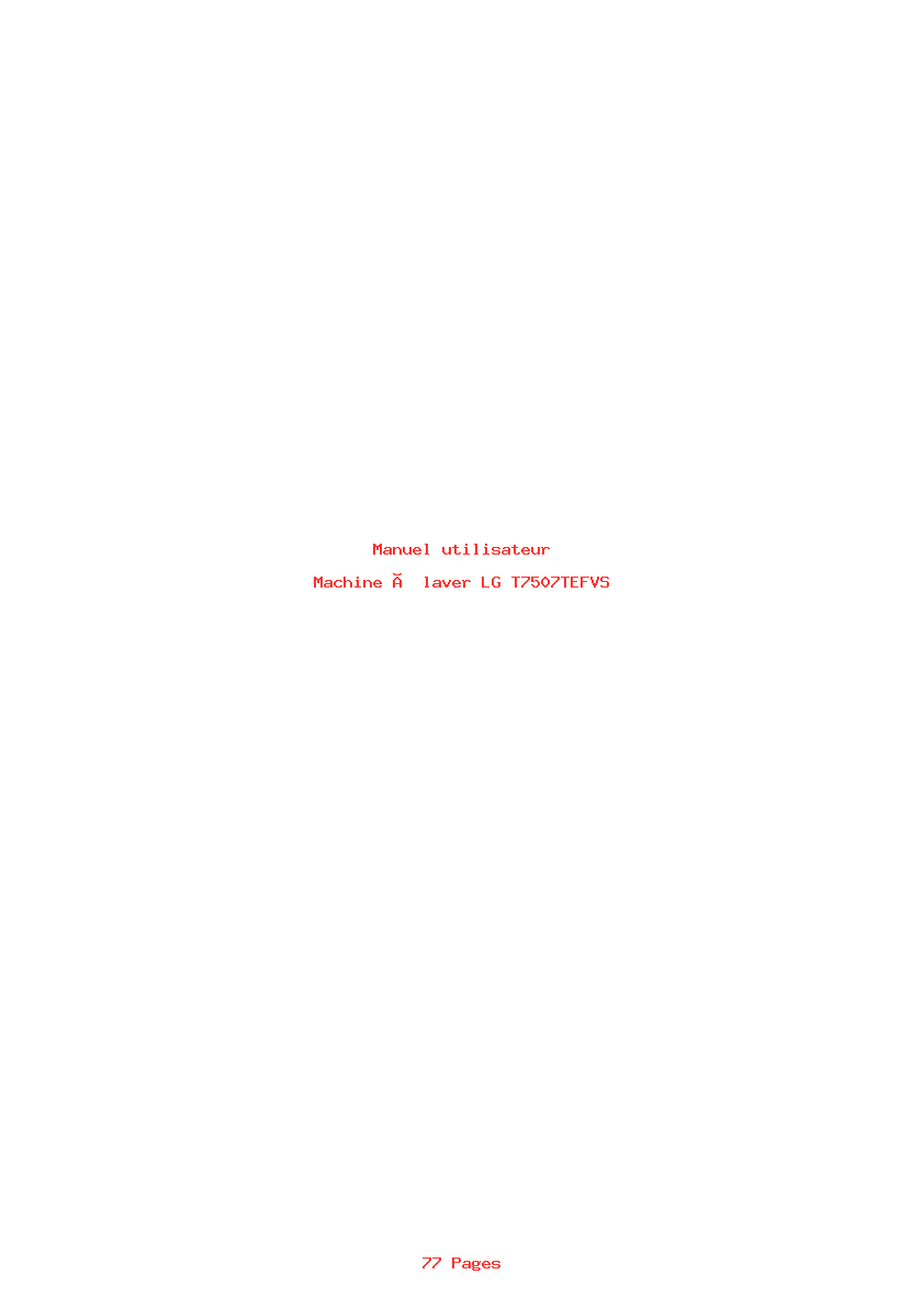 Page 1 de la notice Manuel utilisateur LG T7507TEFVS