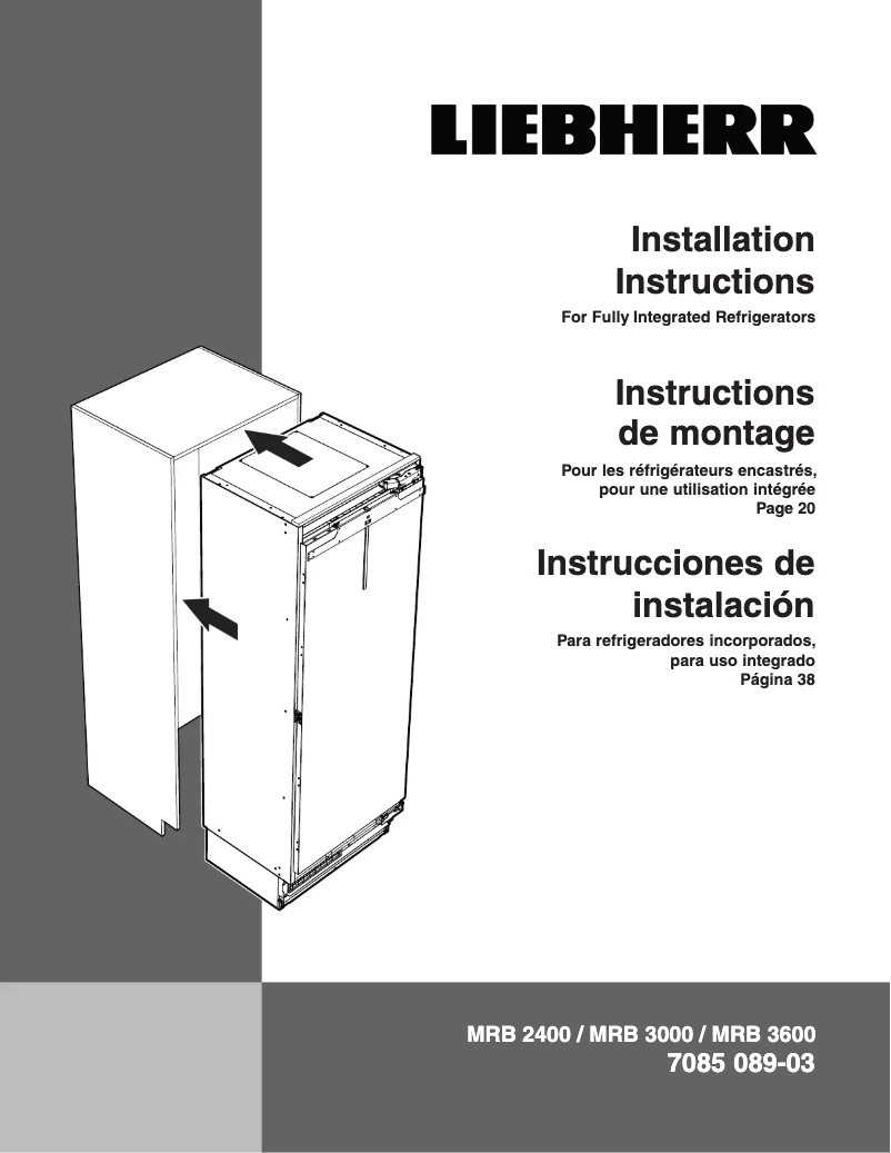 Page 1 de la notice Instructions / montage Liebherr Monolith MRB 3600