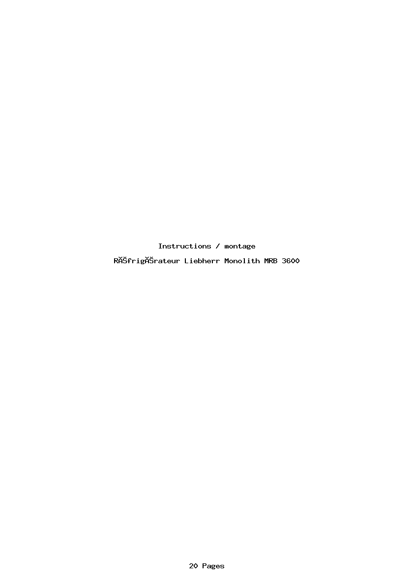 Image de la première page du manuel de l'appareil Monolith MRB 3600