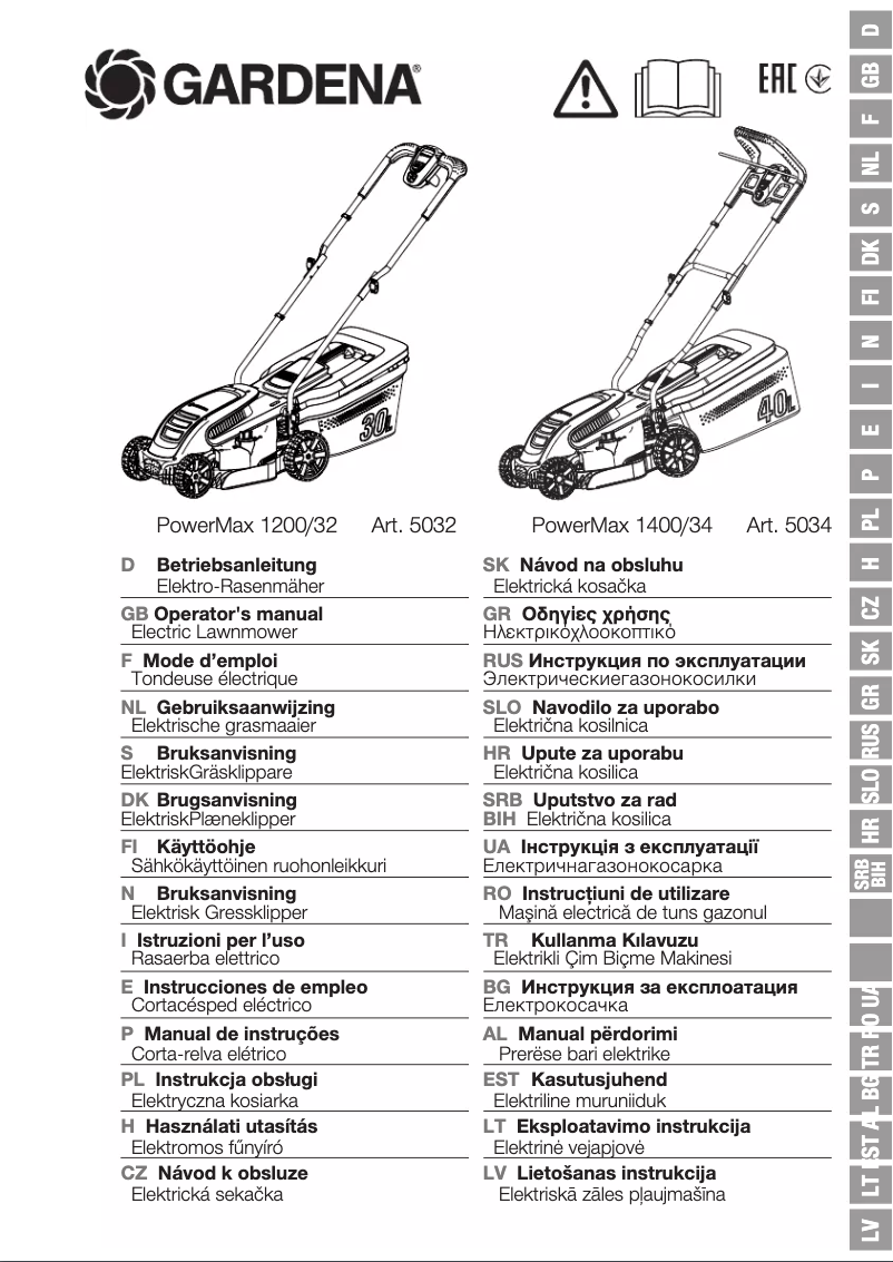 Page 1 of the manual User Manual Gardena PowerMax 1400/34
