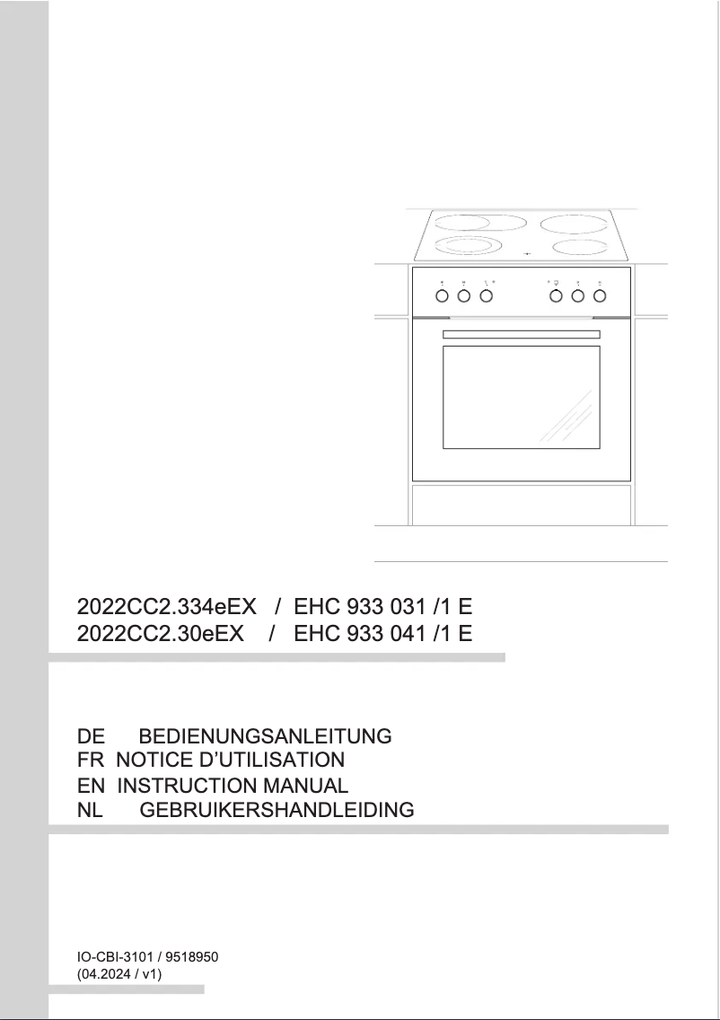 Page 1 de la notice Manuel utilisateur Amica EHC 933 041 E