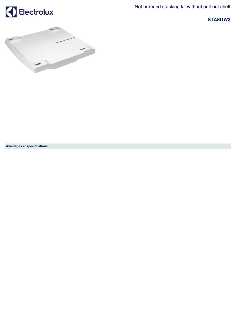 Page 1 de la notice Fiche technique AEG STA8GW3