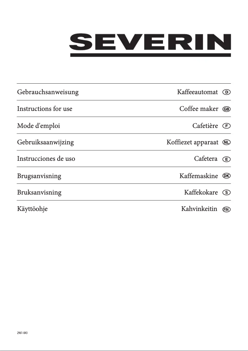 Page 1 de la notice Manuel utilisateur Severin KA 5740 Cafe Caprice