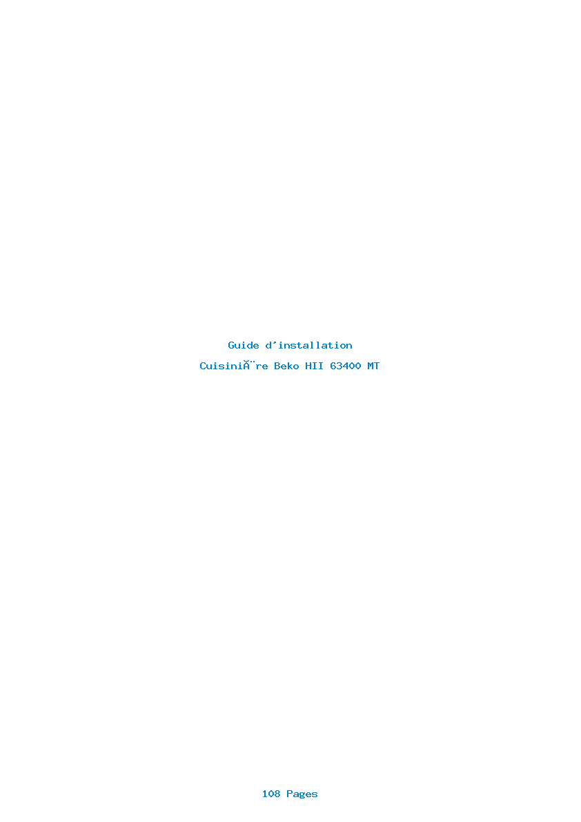 Page 1 de la notice Guide d'installation Beko HII 63400 MT