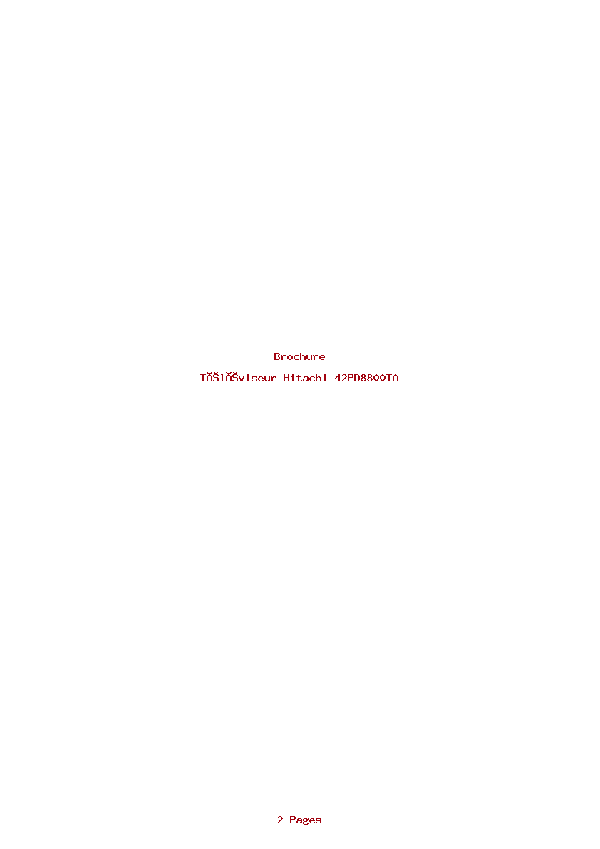 Page 1 de la notice Brochure Hitachi 42PD8800TA