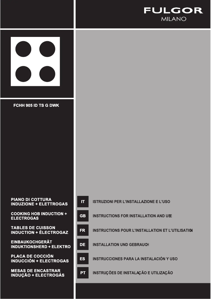 Page 1 de la notice Manuel utilisateur Fulgor Milano FCHH 905 ID TS G DWK
