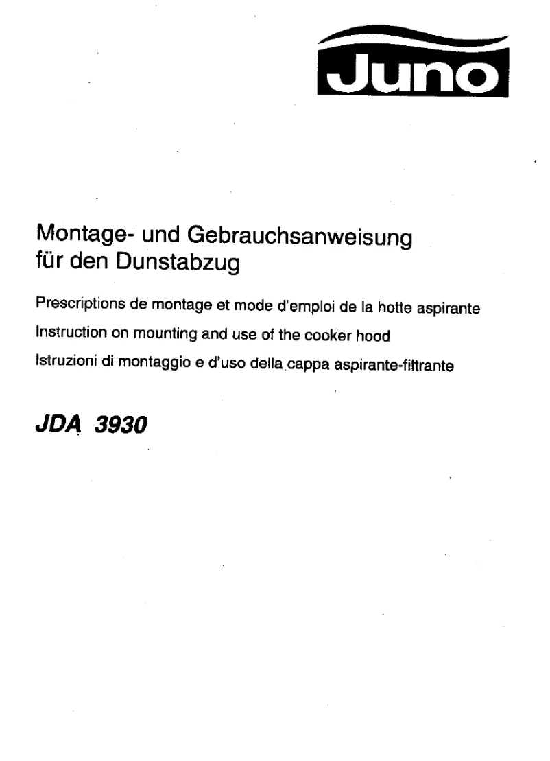 Page 1 of the manual User Manual Juno JDA3930E