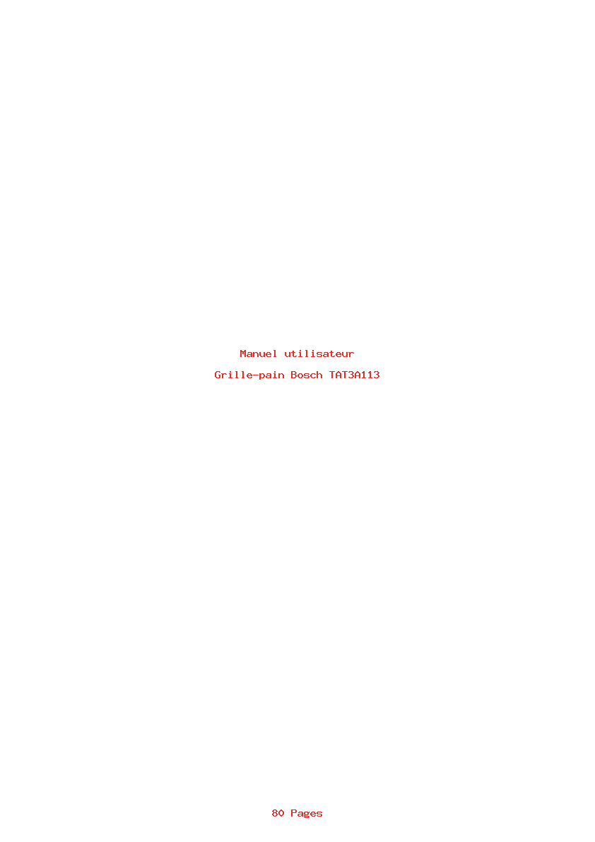 Page 1 de la notice Manuel utilisateur Bosch TAT3A113