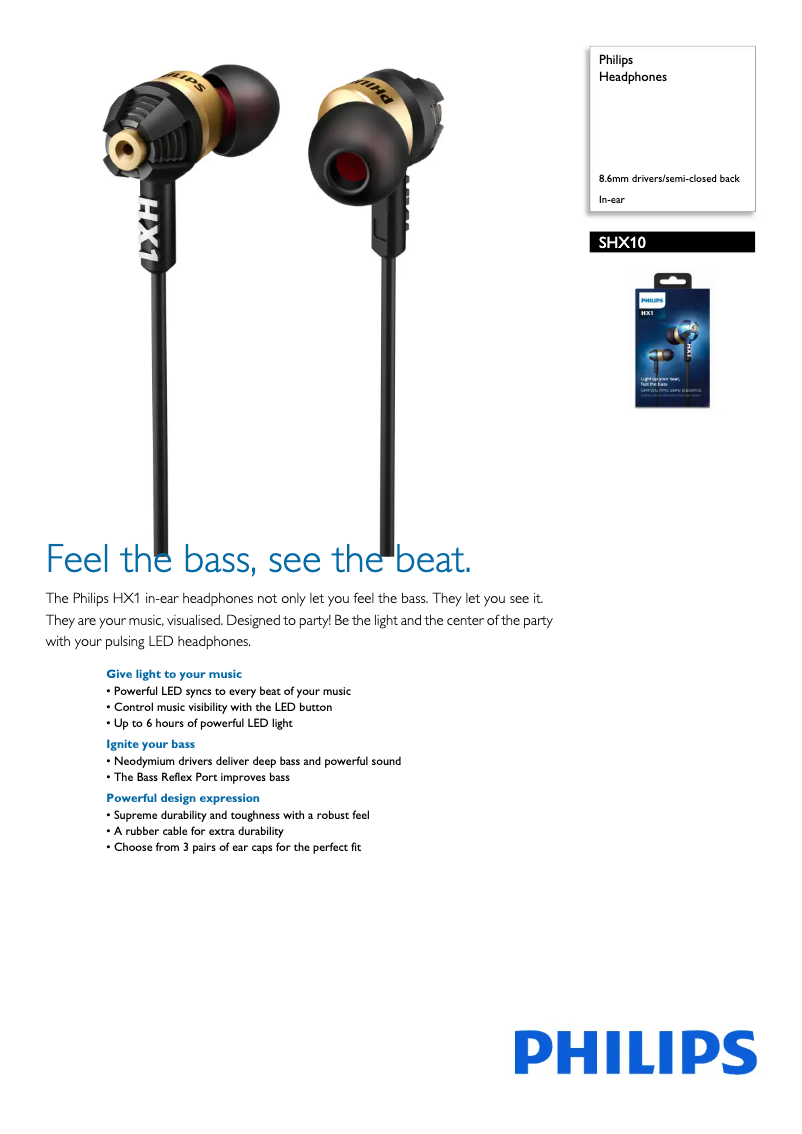 Page 1 de la notice Manuel utilisateur Philips SHX10